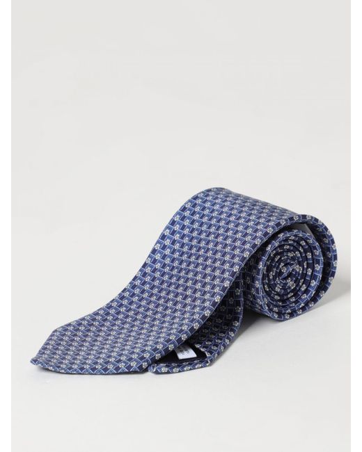 Cravatta Football in seta stampata di Ferragamo in Blue da Uomo