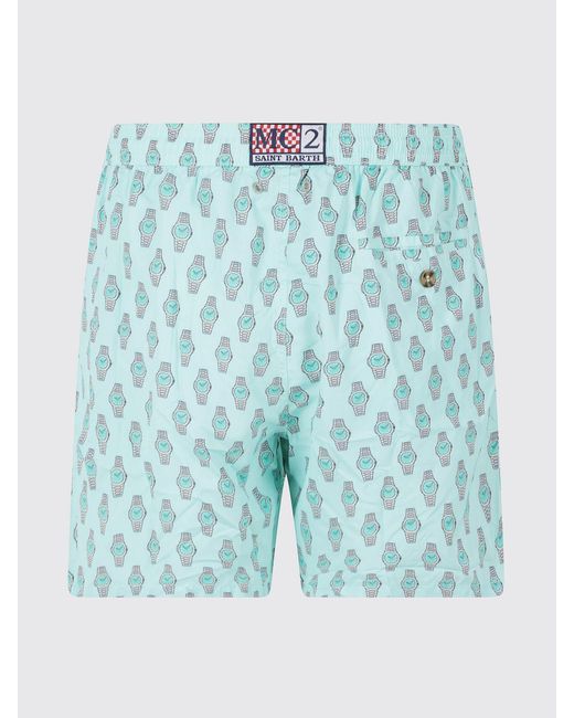 Mc2 Saint Barth Blue Printed Boxer Swim Trunks for men