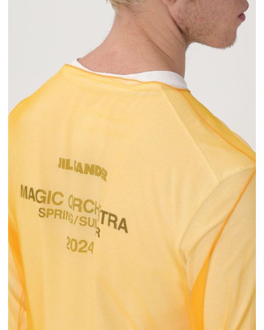 T-shirt layered in tulle di Jil Sander in Yellow da Uomo