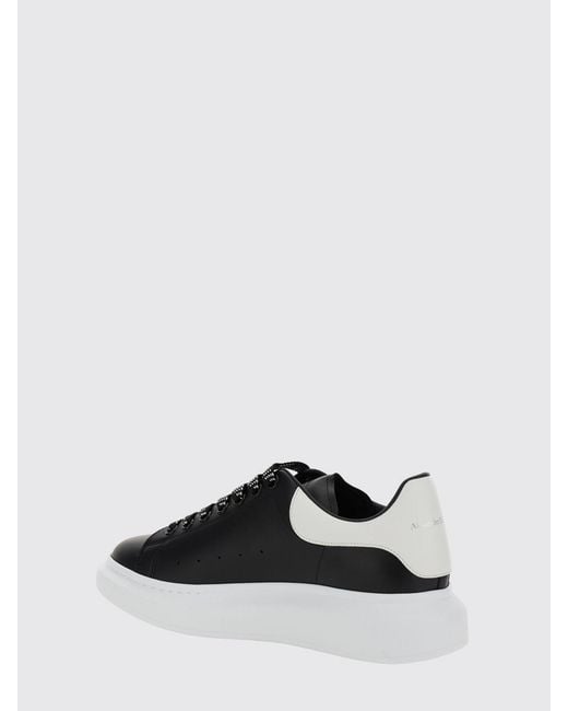 McQueen Black Oversize Calf Leather Sneakers With Suede Insert And Chunky Sole for men