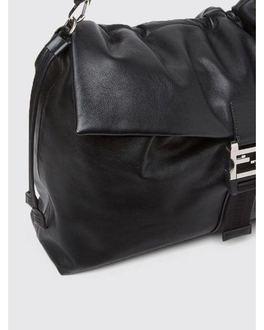 Fendi Black Flux Maxi Messenger Leather Bag for men