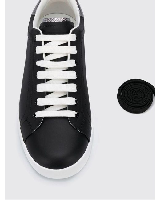 Dolce & Gabbana White Dolce &Amp Gabbana Portofino Smooth Calfskin Low-Top Sneakers With Logo