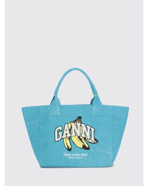 Ganni Blue Xxl Tote Bag