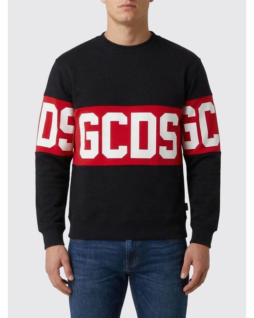 Gcds Red Cotton Logo Crewneck Sweatshirt for men