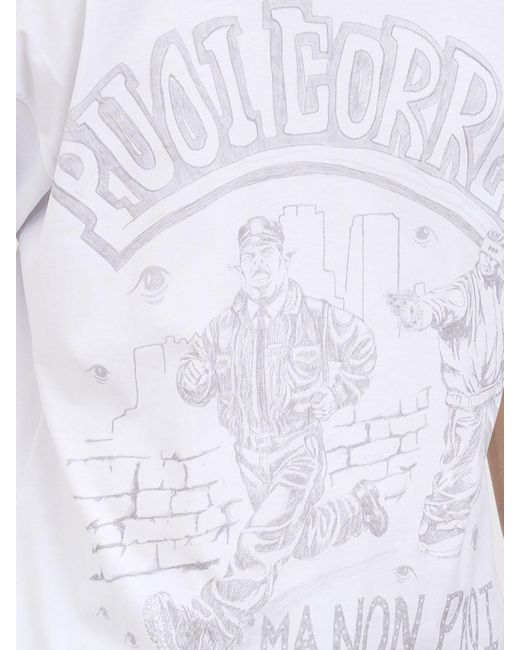 PDF White Printed Cotton T-Shirt for men