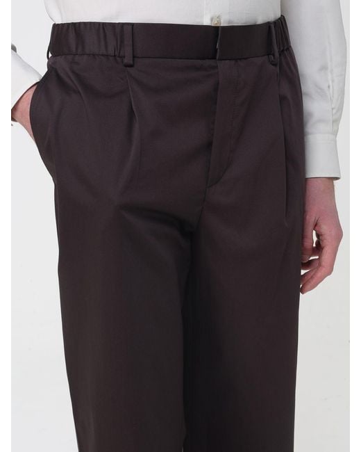 Agnona Brown Wide Leg Cotton Blend Trousers for men