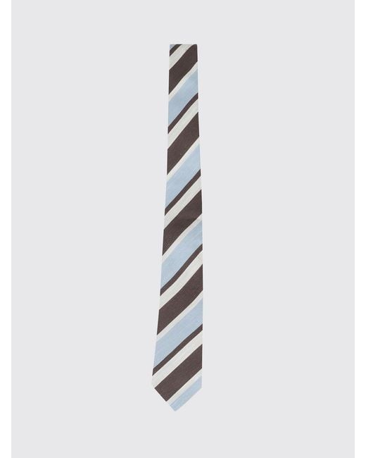 Tagliatore White Striped Silk Tie for men