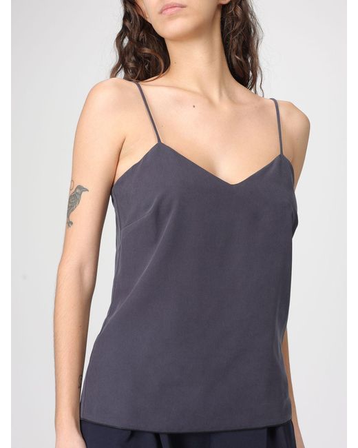 Max Mara Blue Basic Satin Top