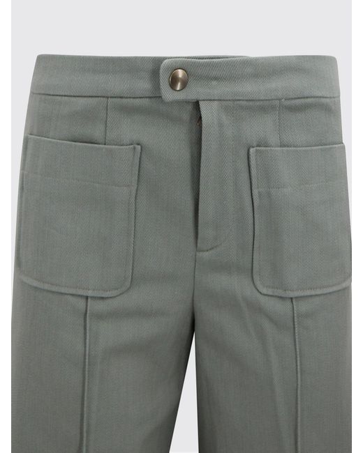 Soeur Gray Cotton Straight Trousers