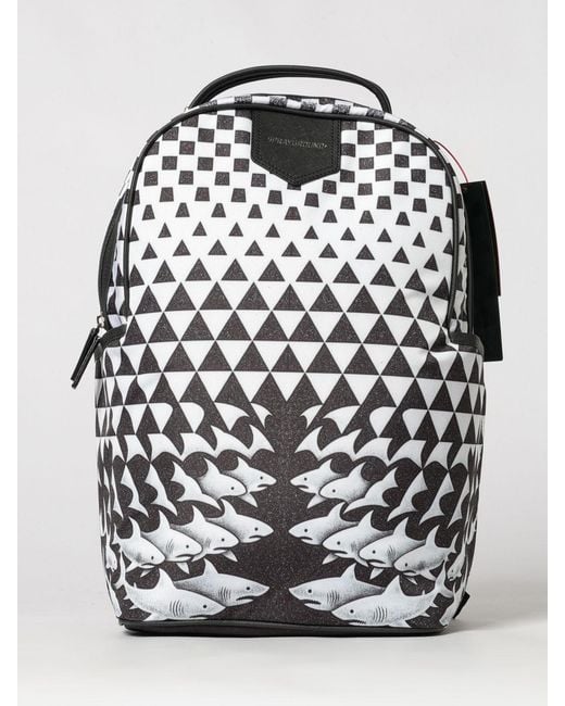 Sprayground Gray Eschark Backpack With Abstract Graphic Print And Lettering Logo for men