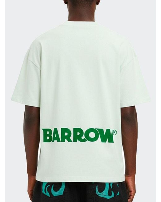 Barrow White Cotton T-Shirt With Logo for men