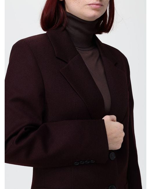 Victoria Beckham Purple Single-Breasted 100% Wool Blazer With Lapel Collar