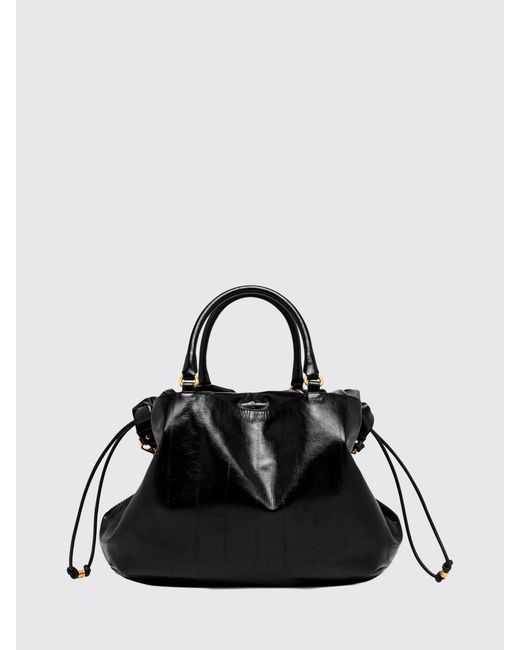 Gianni Chiarini Black Morgana Leather Handbag With Drawstring Closure