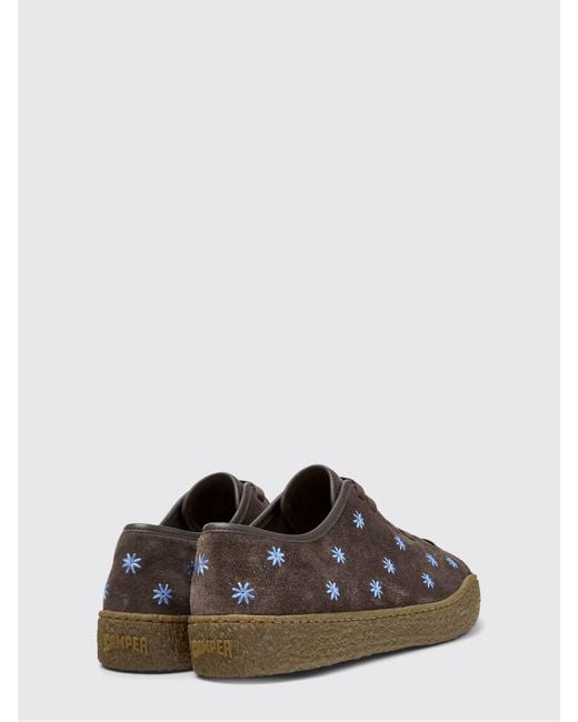 Camper White Peu Terreno Suede Sneakers With Floral Embroidery for men