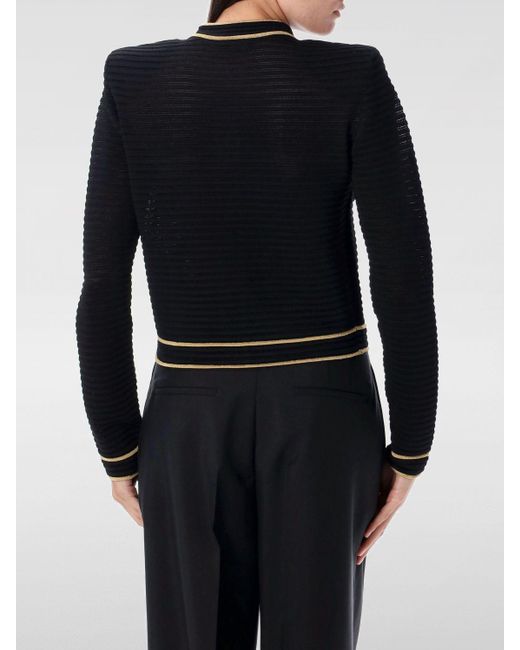 Balmain Black Ribbed-Trimmed Cardigan