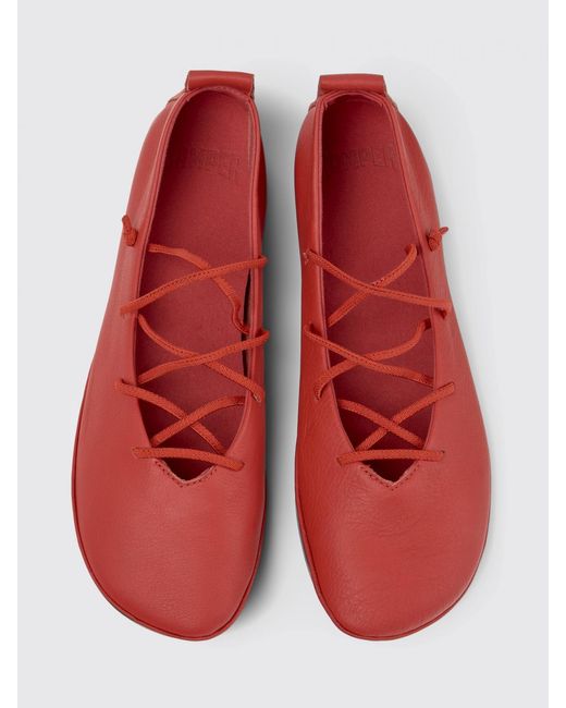 Camper Red Right Nina Leather Ballerina Flats