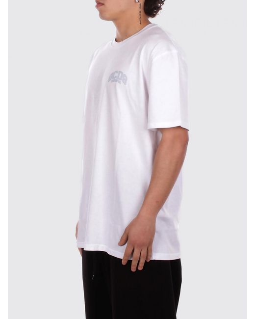Gcds White Logo Cotton T-Shirt for men