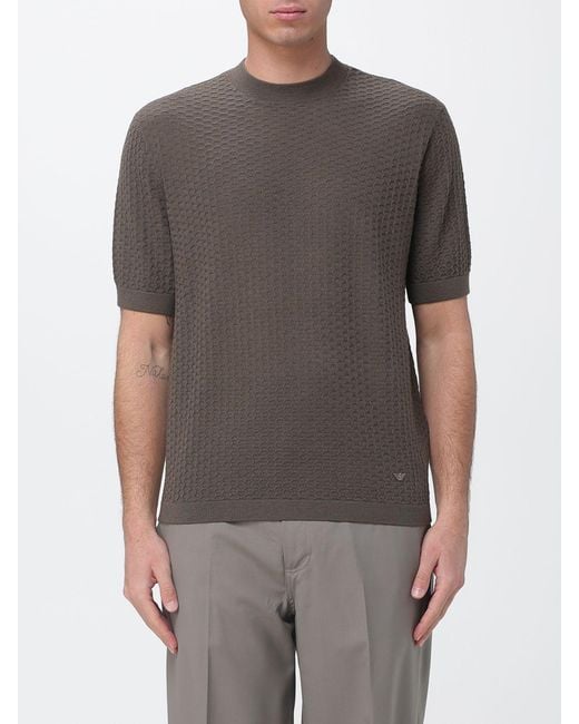 Emporio Armani Gray Virgin Wool Sweater for men