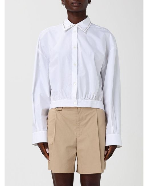 Pinko White Cotton Shirt With Studs