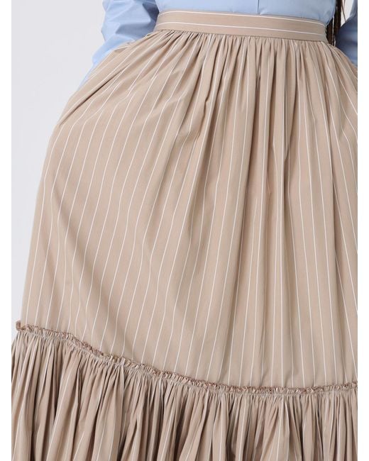 Jil Sander White Striped Cotton Midi Skirt