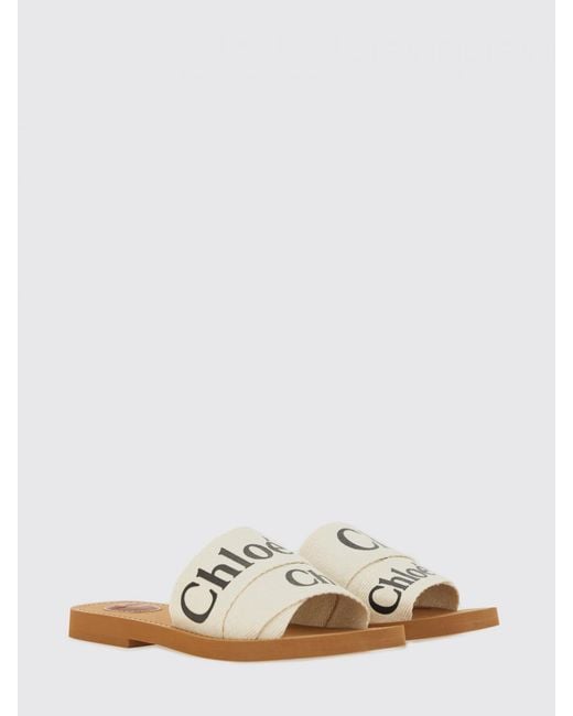 Chloé White ChloÉ Woody Canvas Slippers