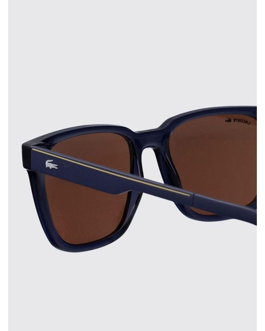 Lacoste White Aviator Acetate Sunglasses With Amber Lenses And Monogram Logo for men