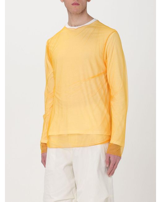 T-shirt layered in tulle di Jil Sander in Yellow da Uomo
