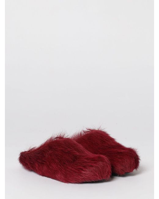 Marni Red Calf Hair Mules