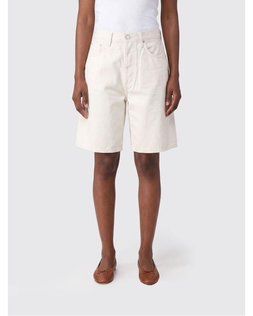 Agolde White Knee-Length 5-Pocket Cotton Denim Shorts