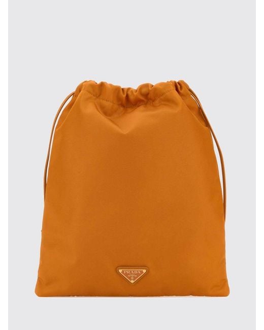 Prada Orange Recycled Nylon Bucket Bag