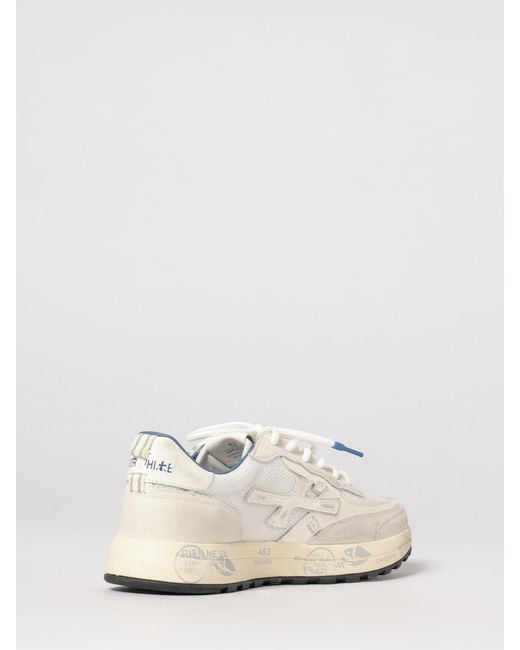 Premiata White Nous Perforated Suede Sneakers for men