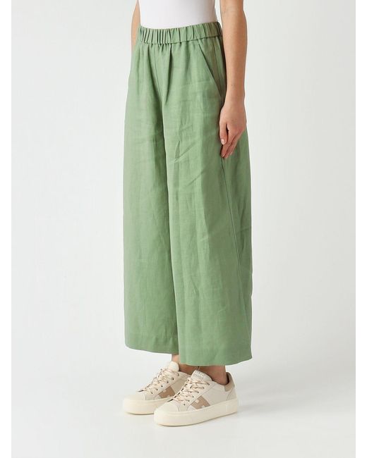 Max Mara Green Linen Crop Trousers