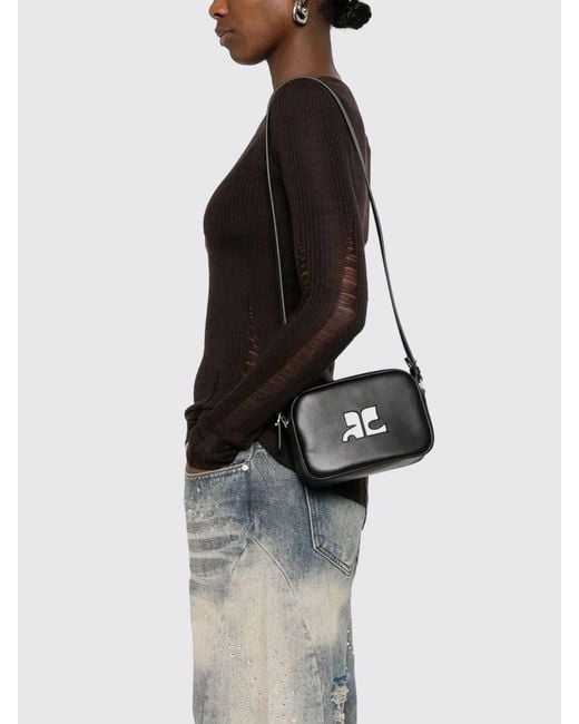 Courreges Black CourrÈ Ges Reedition Leather Bag