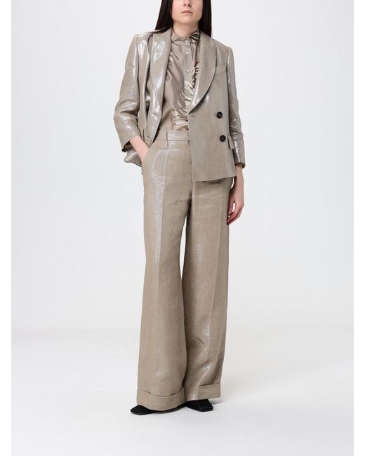 Brunello Cucinelli Natural Lurex Linen Palazzo Trousers