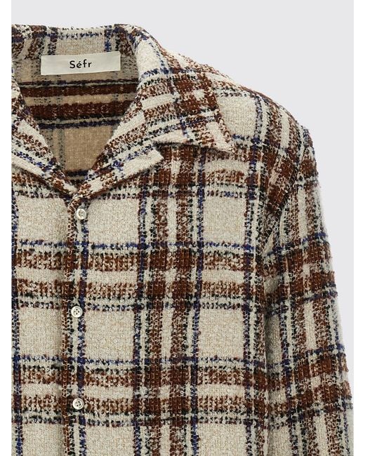 Séfr Multicolor Wool Blend Check Shirt for men