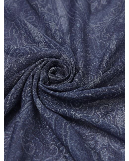 Etro Blue Modal Scarf With Paisley Jacquard for men
