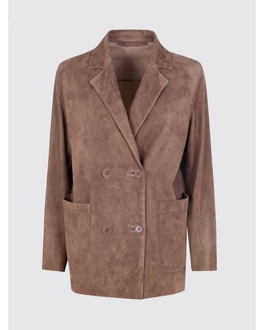 Salvatore Santoro Brown Double-Breasted Suede Blazer