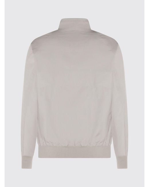 Baracuta Gray Cotton Blend Bomber Jacket With High Collar And Zip Closure for men