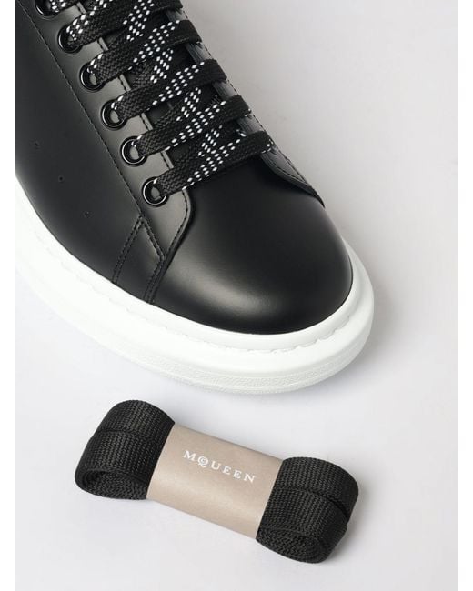 McQueen Black Oversized Leather Sneakers for men