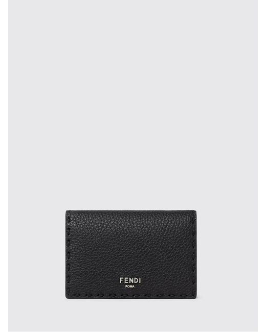 Fendi White Grained Calfskin Leather Wallet for men