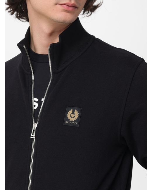 Belstaff Blue Cotton Zip-Up Sweatshirt for men
