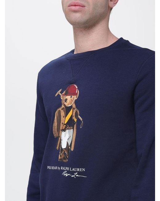 Polo Ralph Lauren Blue Crew Neck Sweatshirt With Bear Print for men
