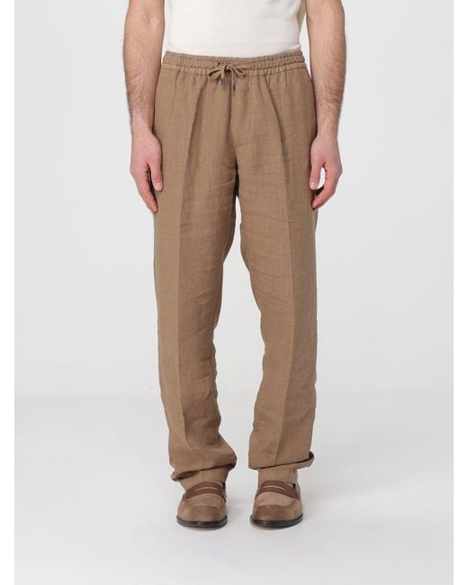 Boglioli Natural Linen Drawstring Trousers for men