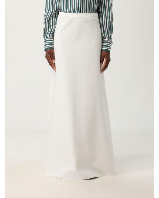 Max Mara White Viscose Blend Long Skirt