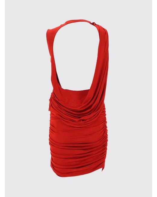 Magda Butrym Red Draped Viscose Mini Dress With Crew Neck