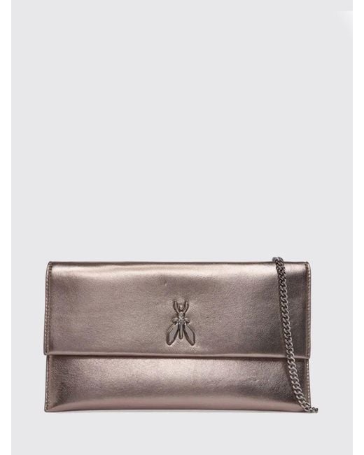 Patrizia Pepe Gray Laminated Leather Clutch