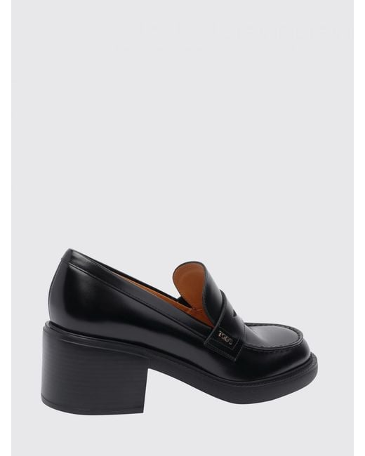 Tod's Black Brushed Calfskin Loafers With Metallic Logo