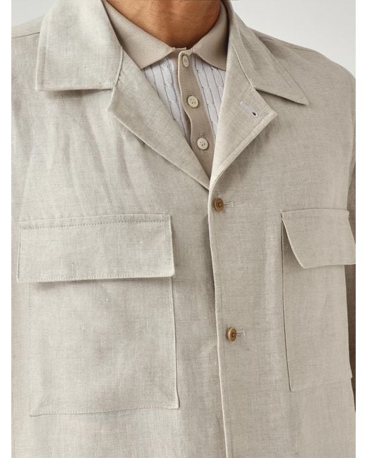 Briglia 1949 Natural Linen Shirt Jacket for men