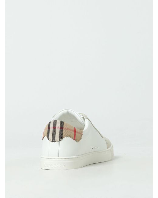 Sneakers in pelle con dettaglio Vintage Check di Burberry in White da Uomo