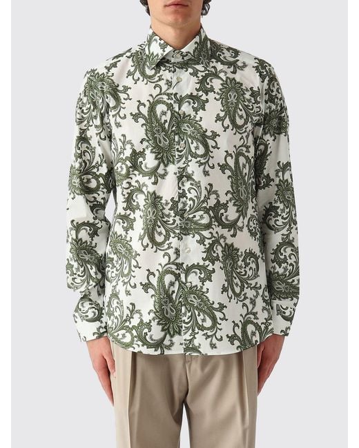 Etro White Cotton Paisley Shirt for men